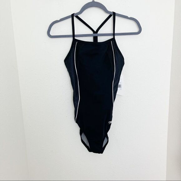 NWT Speedo Black One Piece Swimsuit - Picture 2 of 6